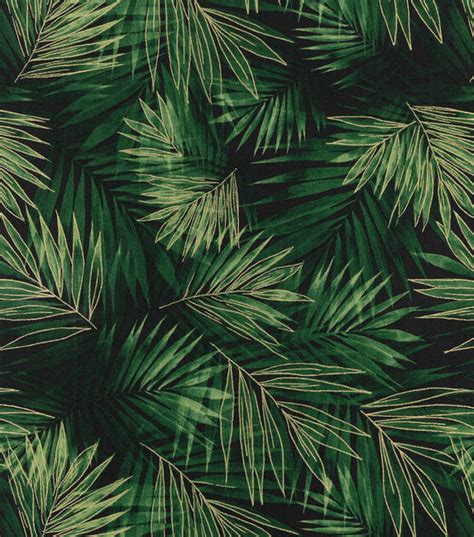 Premium Metallic Cotton Fabric Wild Summer Green Fern